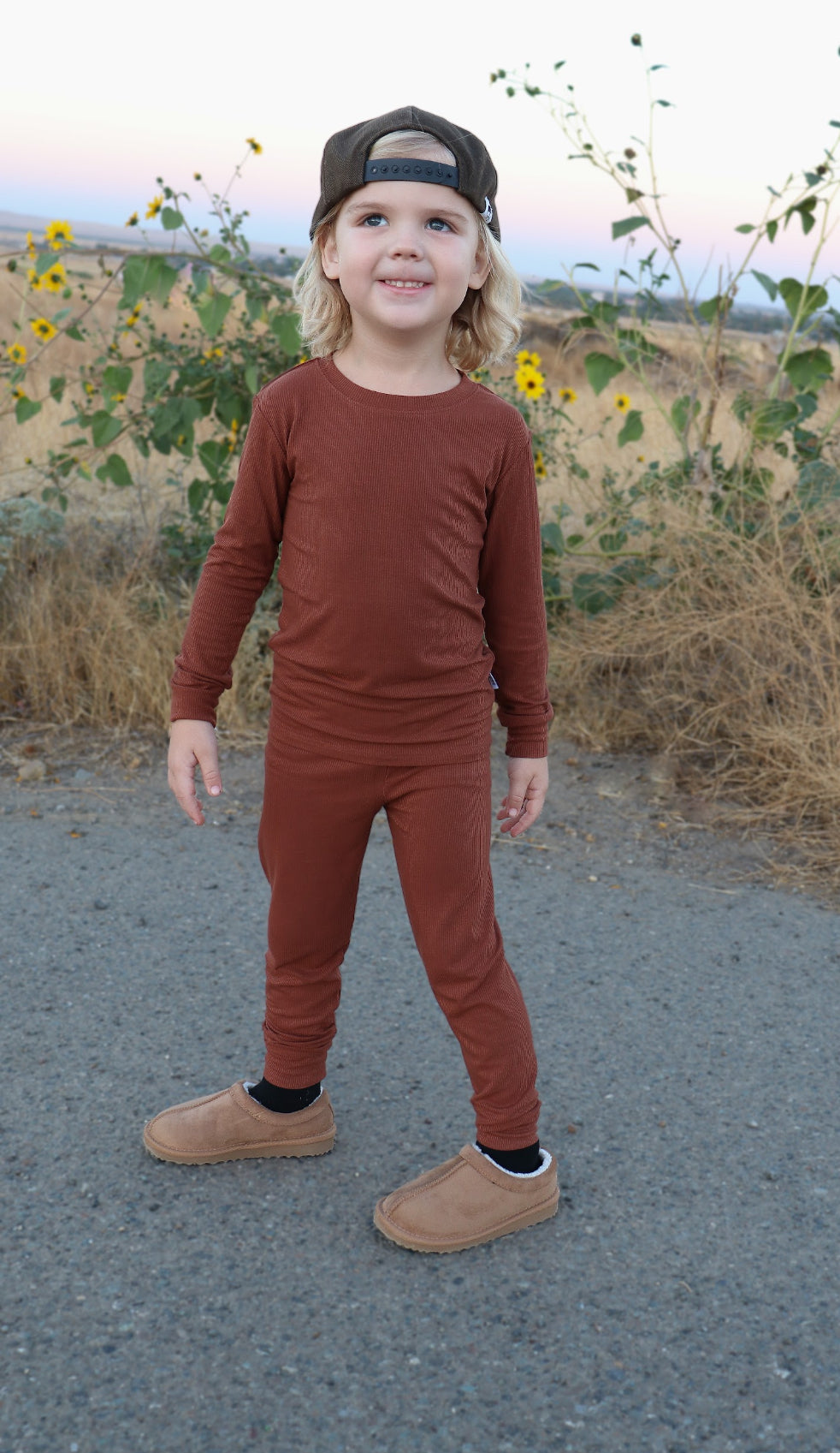Chestnut Ribbed 2 Piece Pajama Set