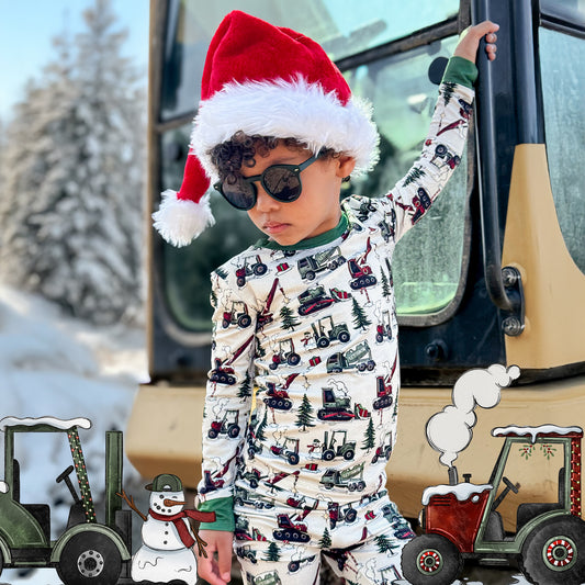 Construction Christmas 2 Piece Pajama Set