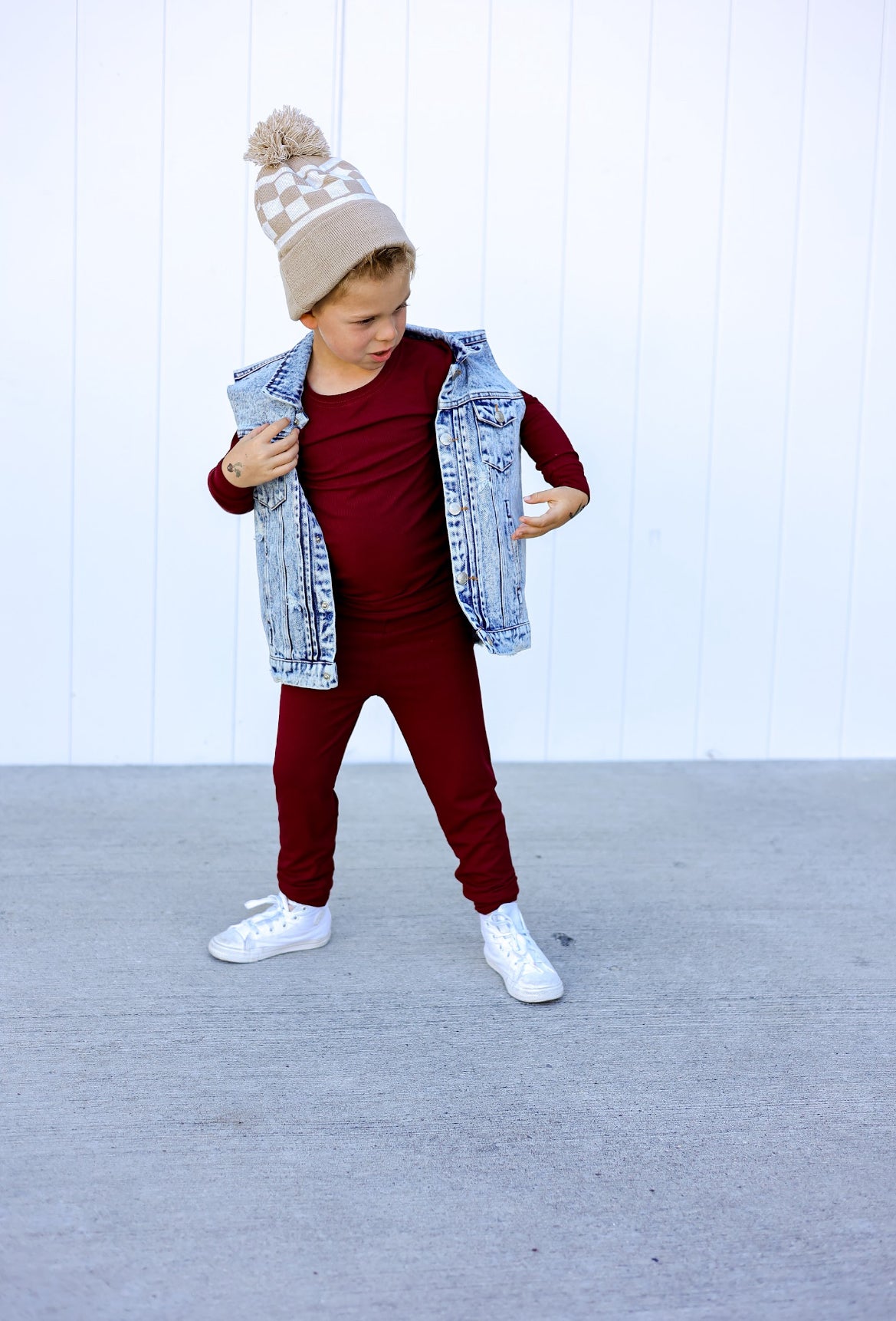 Cranberry Ribbed 2 Piece Pajama Set