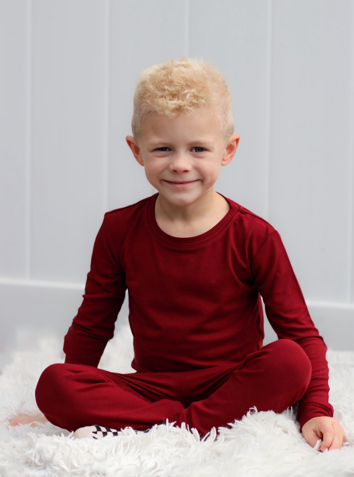 Cranberry Ribbed 2 Piece Pajama Set