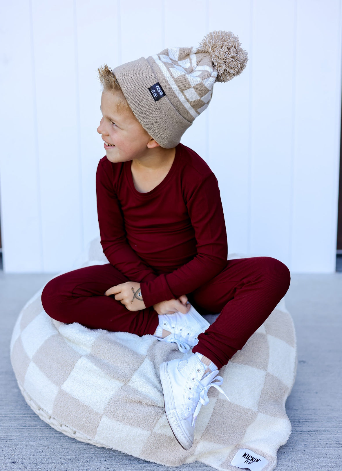 Cranberry Ribbed 2 Piece Pajama Set