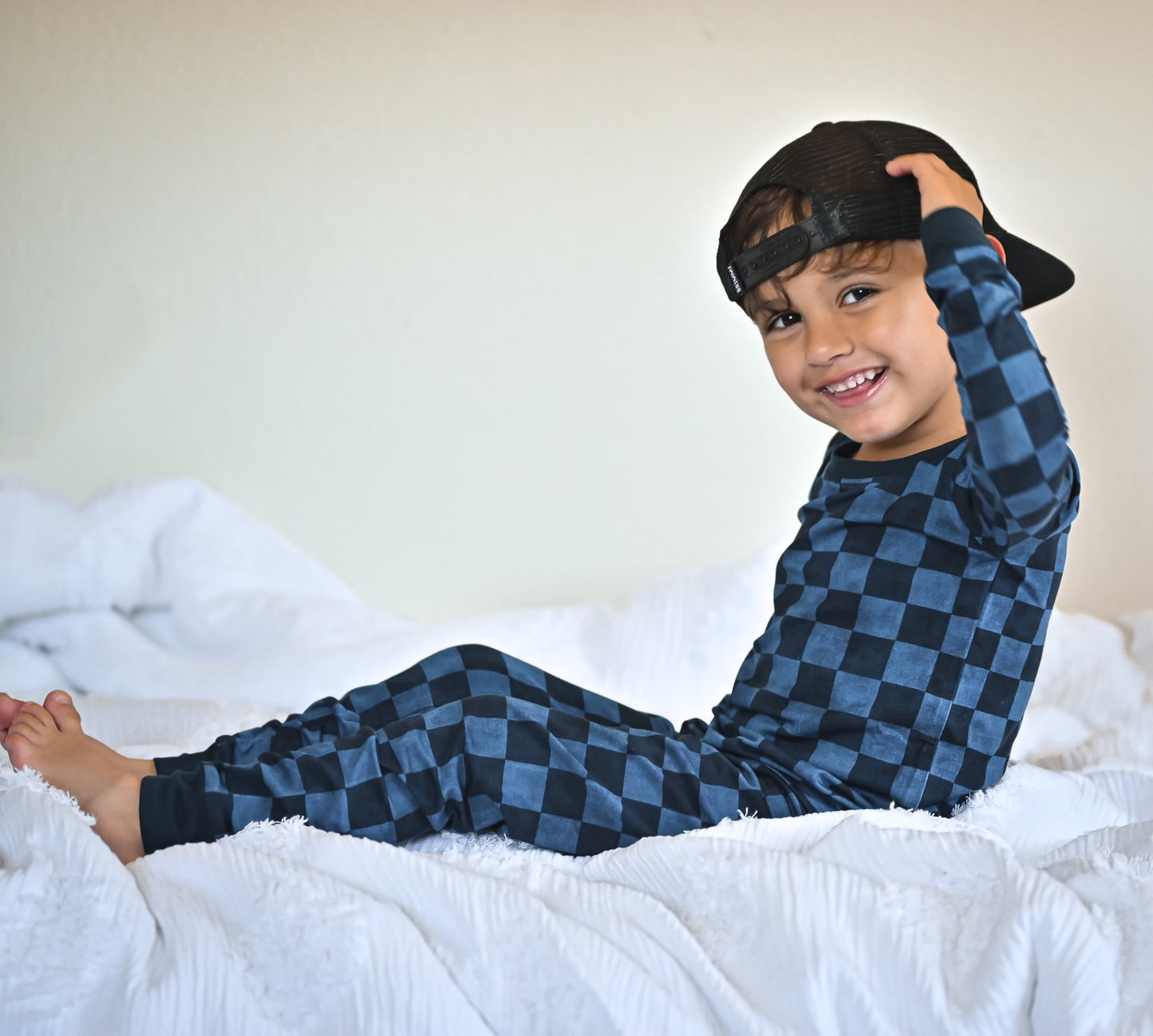 Blue Fully Checked Out 2 Piece Pajama Set