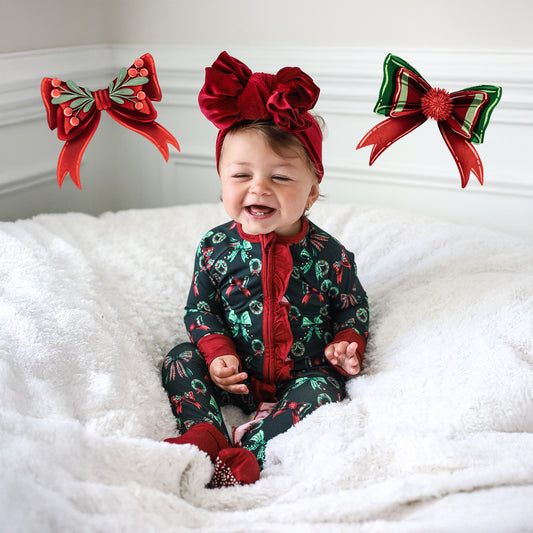 Jingle Bows Ruffle Snoozer