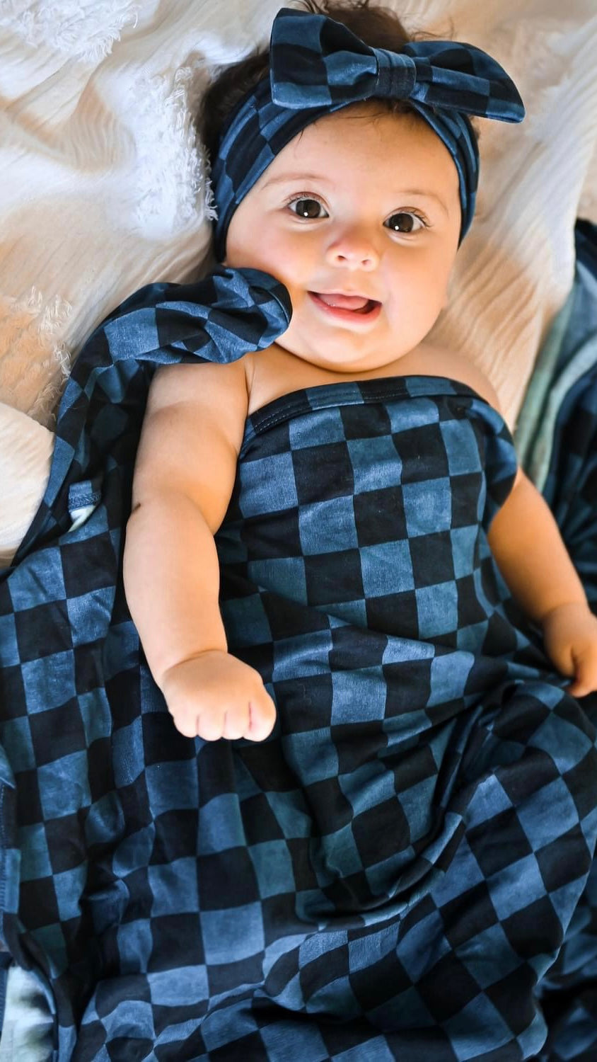 Blue Fully Checked Out Bow