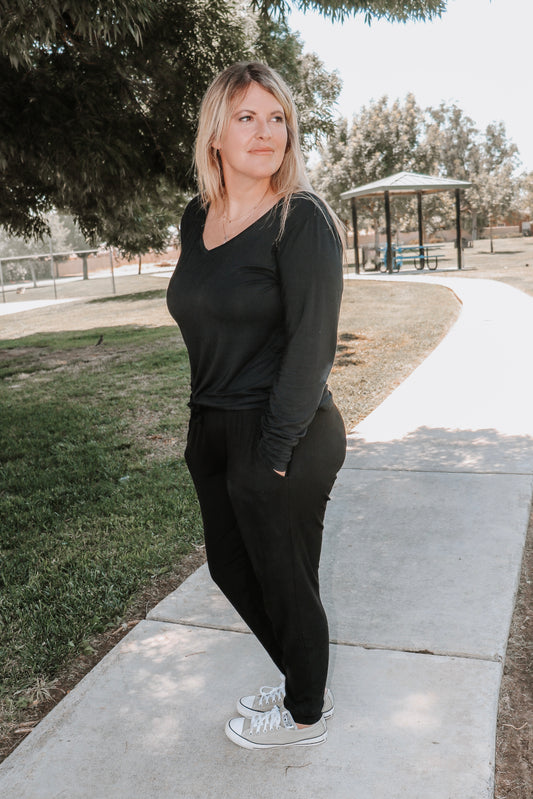 Midnight Ribbed Adult Joggers