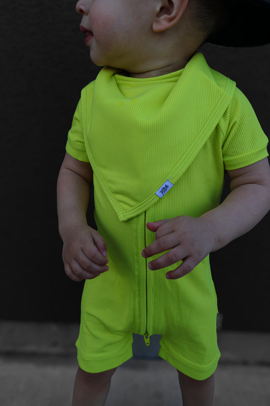 Neon Yellow Ribbed Bib