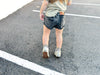 Gray Acid Wash Cutoff Denim Shorts