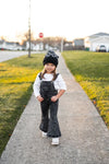 Gray Acid Wash Distressed Denim Overalls