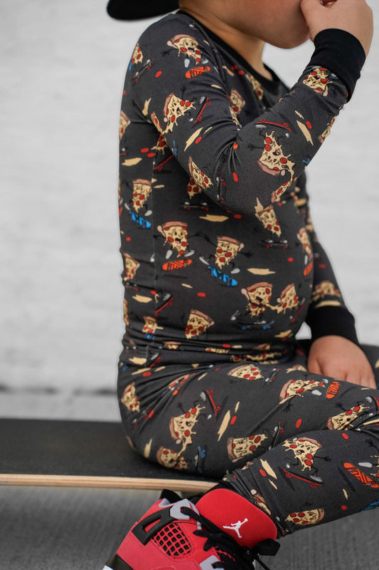 Skateboarding Pizza 2-Piece Pajama Set