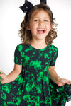 Green To Dye For Short Sleeve Twirl Dress