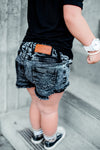 Gray Acid Wash Cutoff Denim Shorts