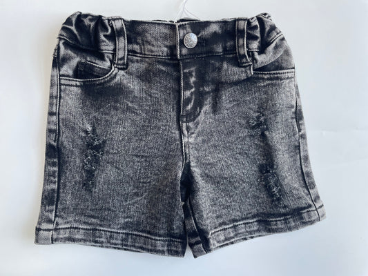Gray Acid Wash Slim Fit Denim Shorts