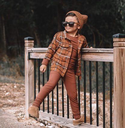 Chestnut Ribbed 2 Piece Pajama Set