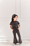 Gray Acid Wash Distressed Denim Overalls