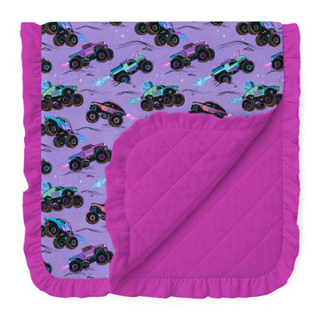Glitter Smash Quilted Ruffle Blanket