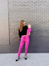 Magenta Ribbed Adult Joggers