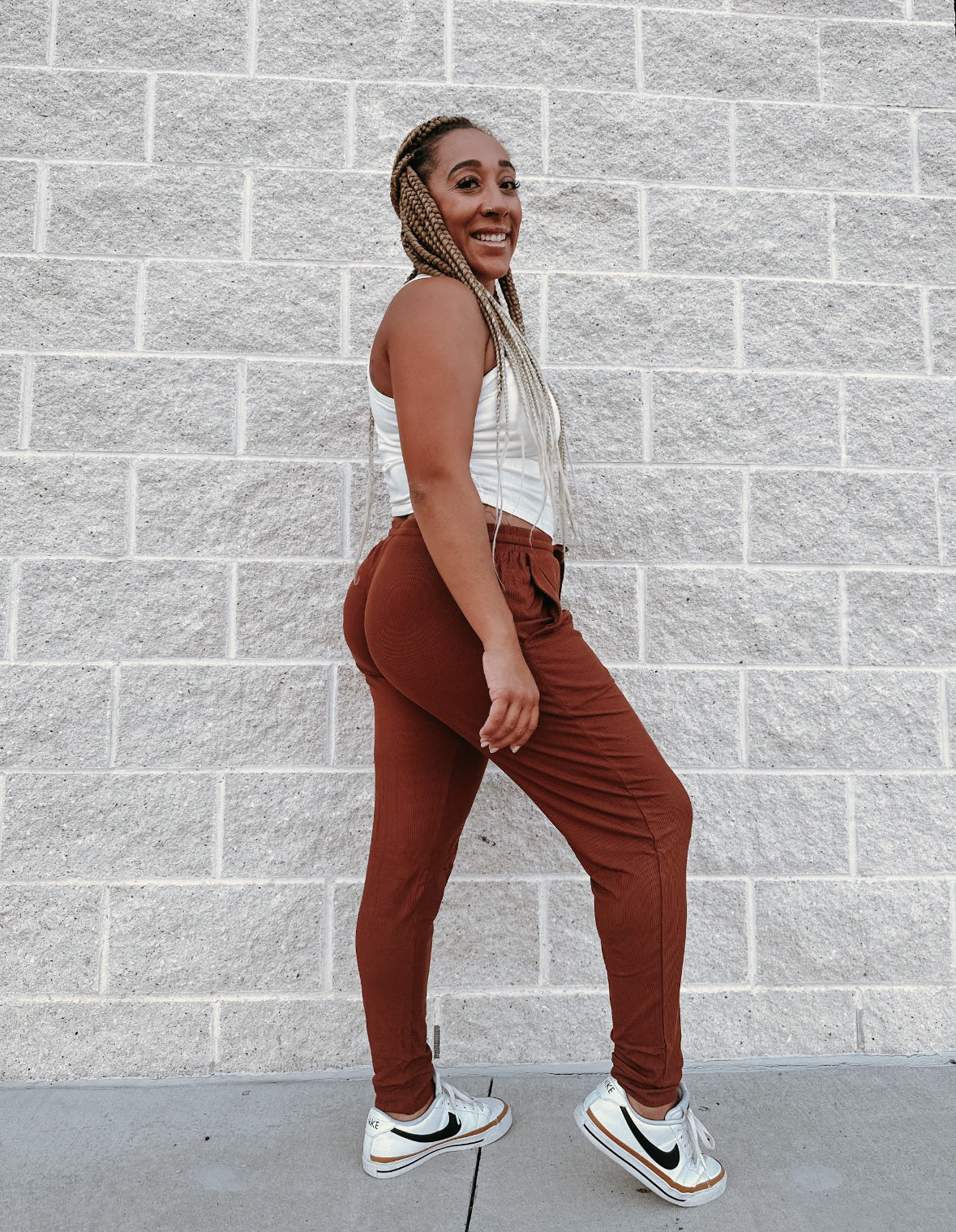 Chestnut Ribbed Adult Joggers