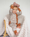 Fall Floral Ribbed Ruffle Footie Snoozer