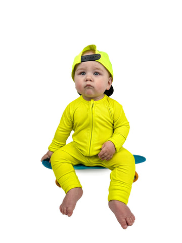Neon Yellow Ribbed Snoozer