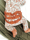 Fall Floral Ribbed Ruffle Footie Snoozer