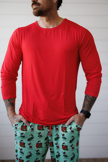Red Adult Men's Long Sleeve Shirt