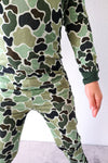 Green Distressed Camo 2 Piece Pajama Set