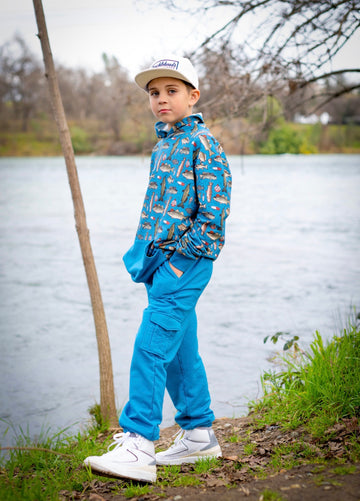 Wishin I Was Fishin' Blue Jogger Set