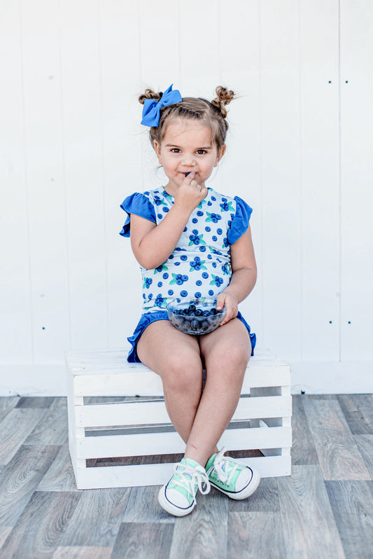 Berry Blue Ruffle Shorts Set