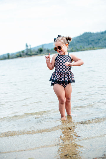 Black and Tank Check Tankini