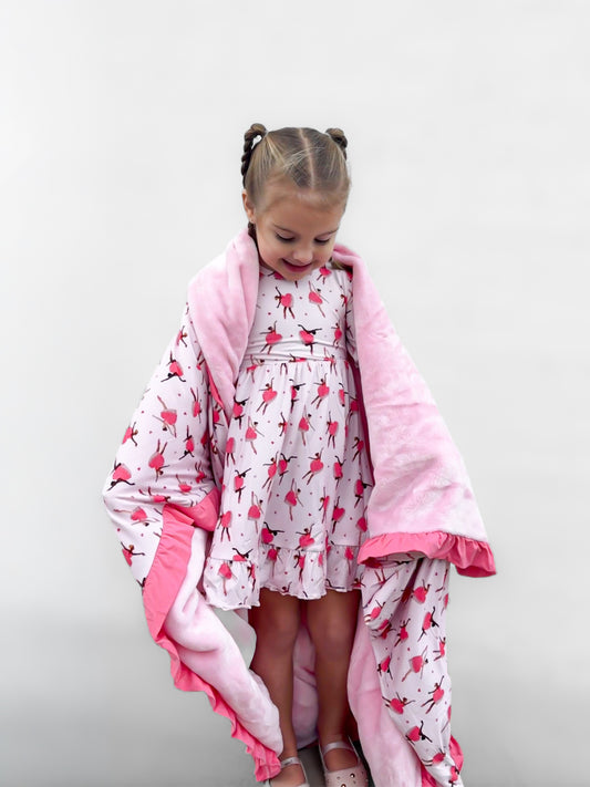 Love on Pointe Ruffle Plush Blanket