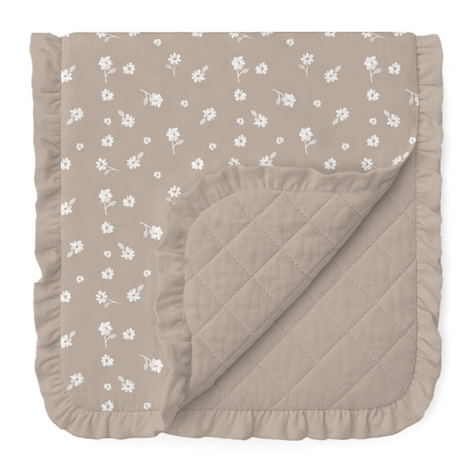 Brielle Small Flowers Ruffled Quilted Blanket