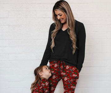 Solid Black Adult Women's Long Sleeve Shirt