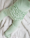 Sage Waffle Ruffle Footie Snoozer