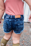 Blue Acid Wash Cutoff Denim Shorts