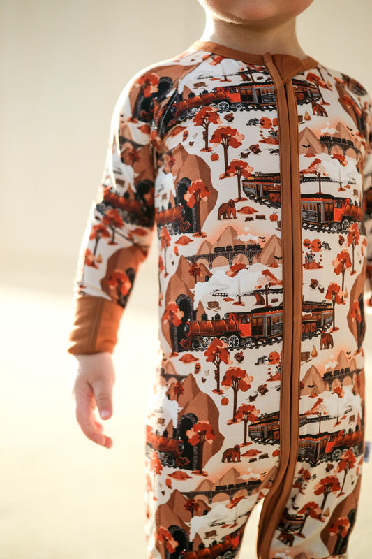 Autumn Trains One-Piece Sleeper - Snoozer