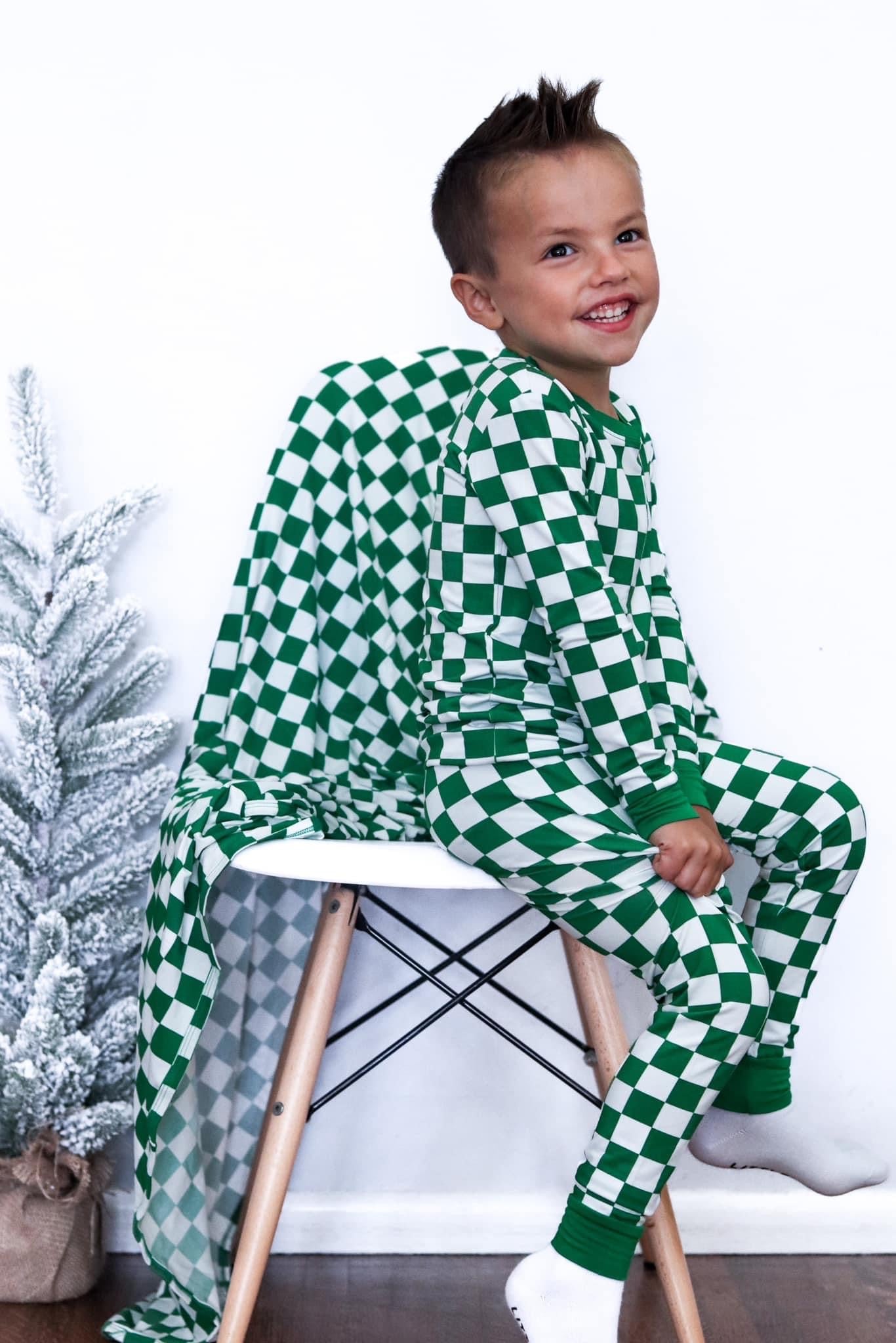 Green Fully Checked Out 2 Piece Pajama Set