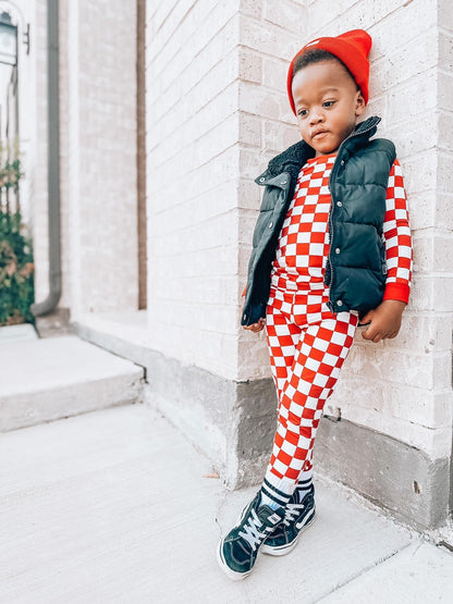 Red Fully Checked Out 2 Piece Pajama Set