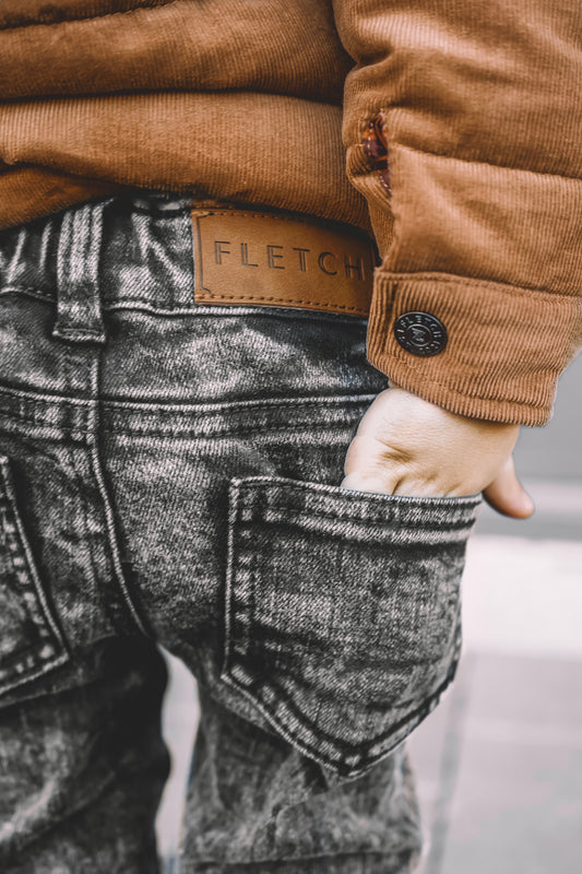 Gray Acid Wash Distressed Denim Jeans