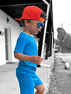 Electric Blue Ribbed 2 Piece Shorts Set