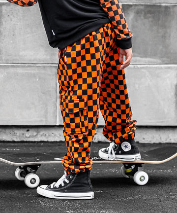 Orange Checked Out Cargo Jogger Sweatpant