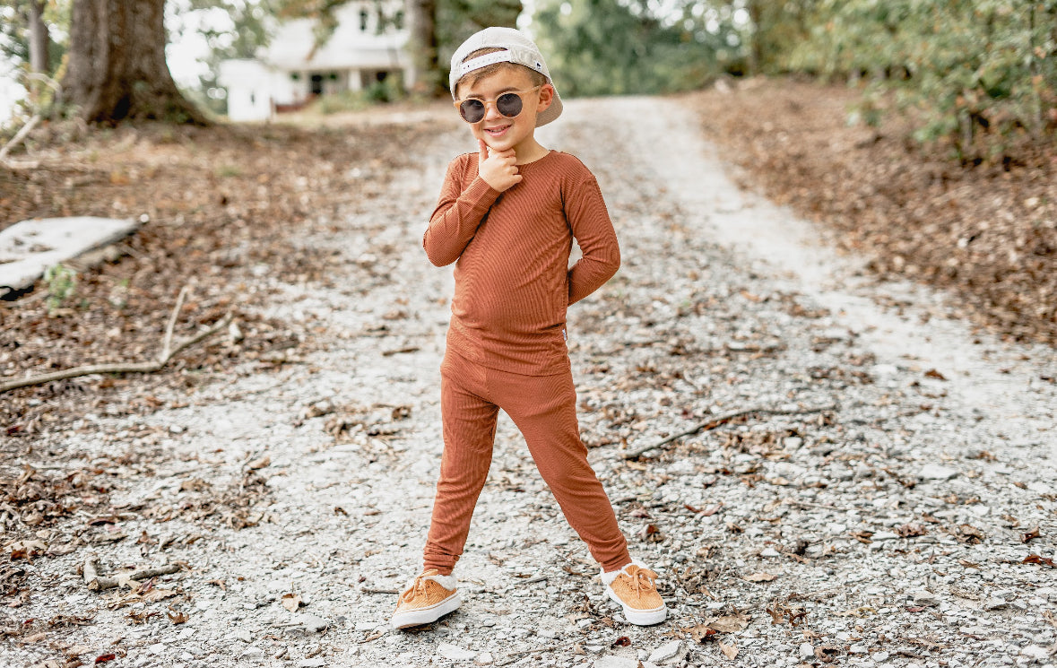 Chestnut Ribbed 2 Piece Pajama Set