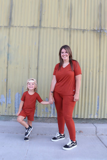 Terracotta Ribbed Adult Joggers