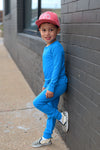 Electric Blue Ribbed 2 Piece Pajama Set