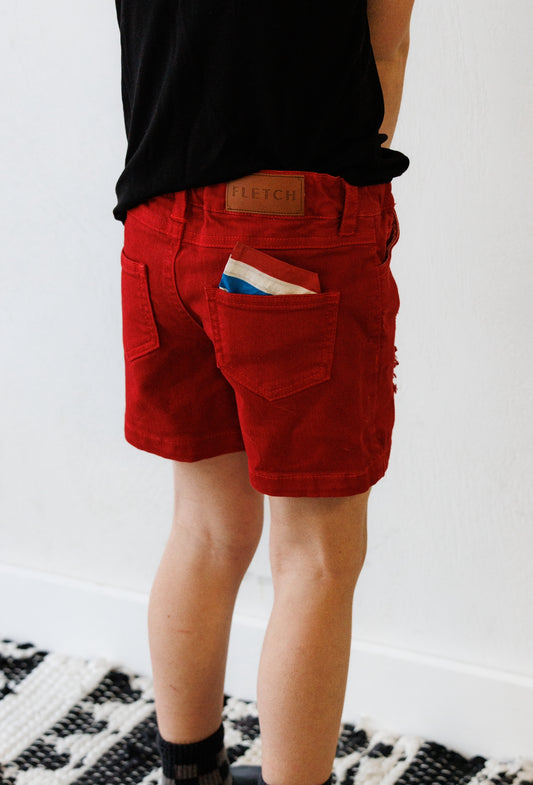 Firecracker Wash Slim Fit Denim Shorts