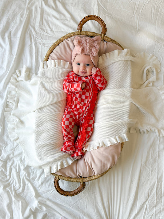 Pink Checked Out Ruffle Snoozer