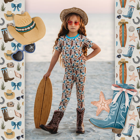 Coastal Cowgirl 2 Piece Pajama Set (Short Sleeve/Pants)