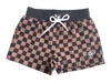 Black and Tan Check Swim Trunks