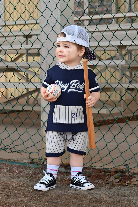 Field of Dreams Blue Hoodie Shorts Set