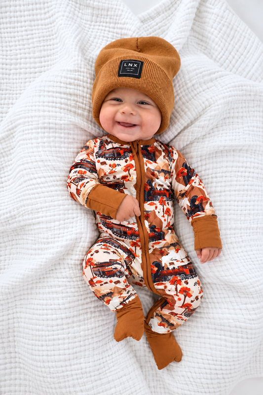 Autumn Trains One-Piece Sleeper - Snoozer
