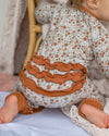 Fall Floral Ribbed Ruffle Footie Snoozer